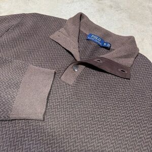 Polo Ralph Lauren Sweater Mens XL Merino Wool Italian Yarn Brown Henley Preppy